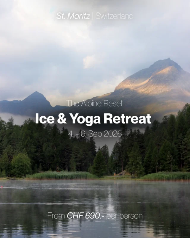 Your reset starts at the lake. 🩵Three days. Yoga at sunrise, an alpine hike through the Engadin, and a cold plunge in Lej da Staz. This is The Alpine Reset Retreat in St. Moritz. 🗻Spots are limited. Book from CHF 690.– via the link in bio.#IceAndYoga #AlpineReset #ColdPlunge #Engadin #StMoritz