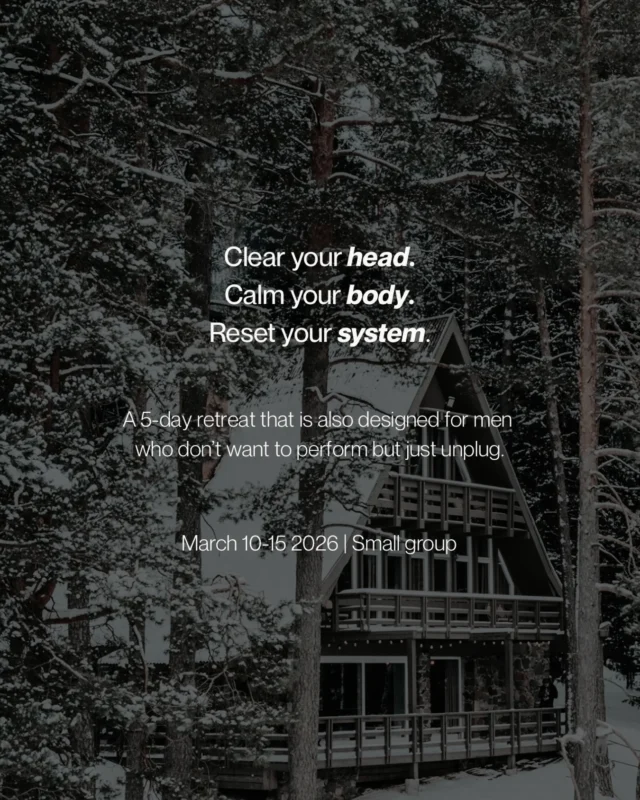 A retreat for men who don’t want to perform, explain, or fix themselves.
Just unplug.From March 10–15, we gather in the Baltic forest for a small, calm retreat where the body leads and clarity follows.
No coaching circles. No forced sharing. No social pressure.Cold exposure, movement, sauna and time in nature create the conditions for regulation and focus.You’ll stay on a private 3-hectare property, deep in Labanoras Forest, with direct lake access.
A simple, cosy house with a fireplace, a forest yoga shala, and a sauna by the lake.
Quiet mornings. Grounded practices. Space to reset your system.Nourishing, recovery-focused meals are prepared on site by our own chef, so you can fully rest and recharge.March 10–15, 2026
Small group, respectful atmosphere
Only 3–4 spots leftApply now. Limited places available.