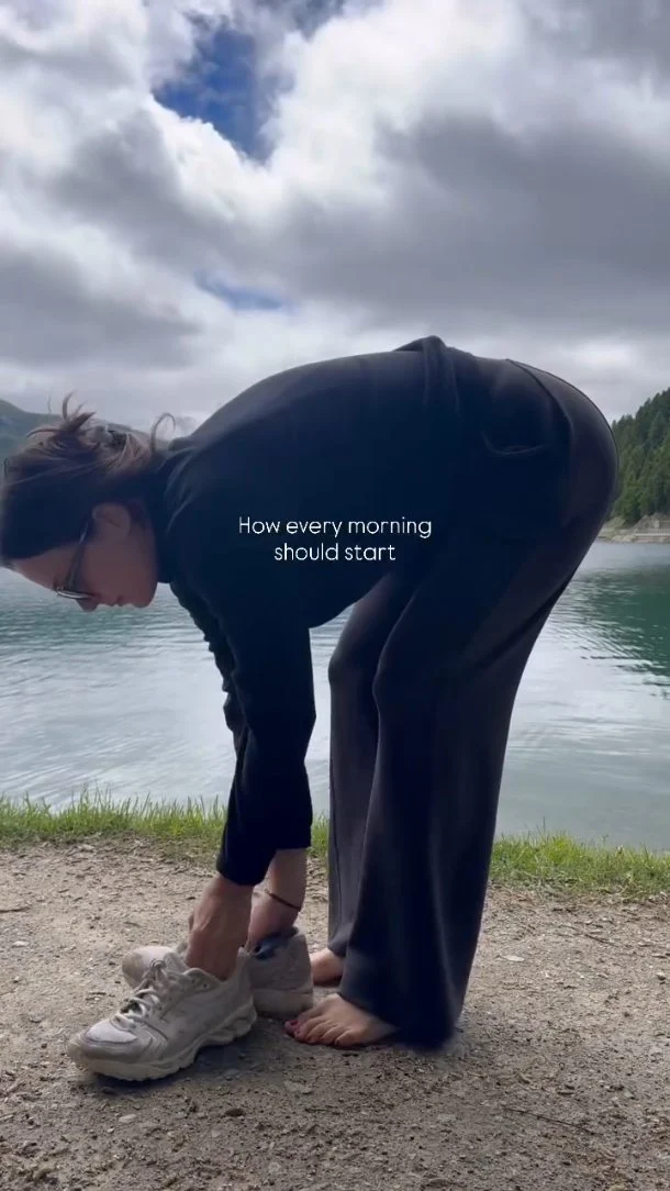 Swimming in a cold lake as a morning ritual: connecting with nature and the present moment.  #icebath #cold #engadin #retreat #sadhana